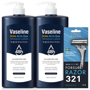 [48시간 보습] 바세린 맨 올인원 로션 1000ml 2개 페이스&바디 대용량 고보습 바디로션