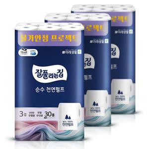 잘풀리는집 화장지 순수 물가안정용 27M 30롤 3팩
