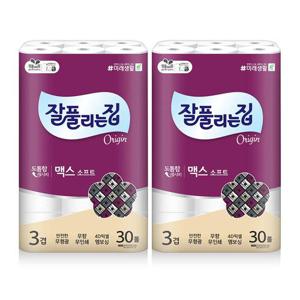 잘풀리는집 맥스소프트 화장지 30M 30롤 2팩