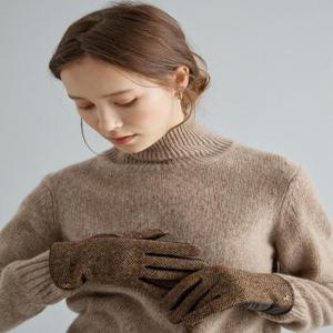 헤지스 액세서리 [여성장갑] 브라운 퍼피로고 퍼안감 양가죽 장갑 (스마트터치가능)  (HIGV5F112W2)