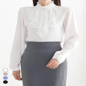 [모리스커밍홈]진주 장식 프릴 긴팔 블라우스_M2601BL005A