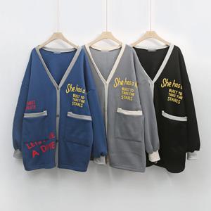 빅사이즈사랑해요 K550L211 미시간기모배색가디건 PO