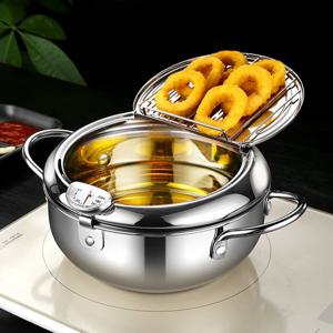 인덕션 튀김냄비 20cm 스텐 온도계포함 가정용 미니튀김냄비 2.2L 캠핑 튀김기 양수 L292