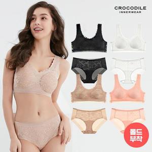 [크로커다일] 레이스 프리컷 퓨징 몰드부착 브라+팬티 2종세트 택1