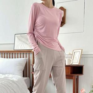 옆스트링 조절 허리라인 옆트임 데이리 긴팔 티셔츠 WFG8K85