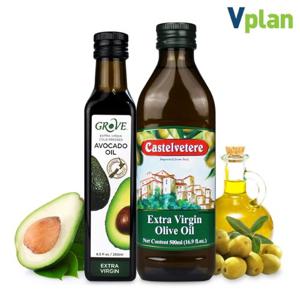 브이플랜 냉압착 올리브유 엑스트라버진 올리브오일 500ml+아보카도유 아보카도오일 250ml