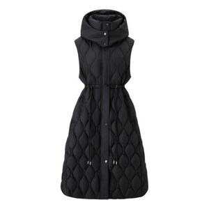 [탱커스]퀼팅 허리 스트링 후드 롱 베스트 패딩 점퍼 (TX4JP005L0)