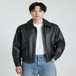 [지오지아]카라넥 에코레더 블루종 가죽 점퍼