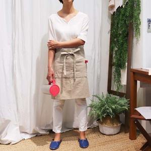 레드링 린넨 하프앞치마3종(내추럴,피콕블루,차콜)기본형 대중적인 색상의 허리앞치마