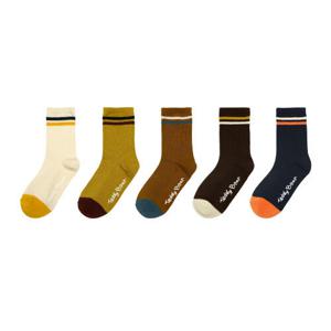 [TR테디베어] 키즈 논슬립 컬러 링글 중목 양말 5족