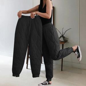 [옷자락] 여자 겨울 보온템 아웃도어 누빔 패딩 블랙 조거팬츠