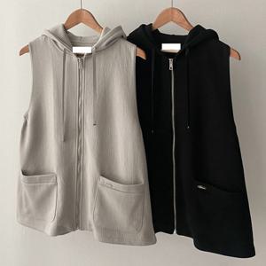 빅사이즈후드베스트 T811L502 콤마면스판후드집업조끼 SM