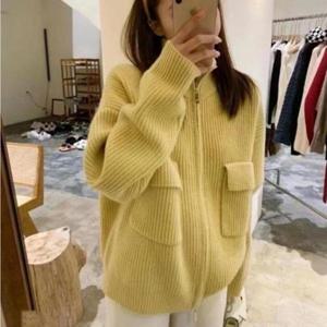 [브이와이][VY] 여자 스웨터 분홍 하이넥 부드러운 색상 레몬 데일리 집업_17042131_588847