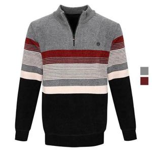 [제로골프][PARK GOLF] 파크골프 남성 벨로아 라인 배색 기모 집업 니트티셔츠 Model No_I2-5W031