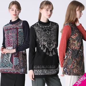 [홈쇼핑방송/르오트(LeOT)] 쥬얼튜닉 약기모 롱 블라우스(3종택일)-사이즈 55~88까지