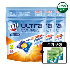 비트 캡슐세제 울트라 딥&프레시 클린코튼향 40입x3개 + 울트라 실내건조 5입x2개