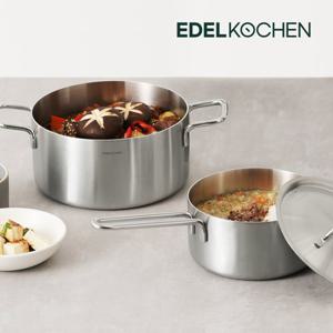 [에델코첸] 통3중 올데이 냄비 2종세트-A (사틴) (16편수, 20양수)