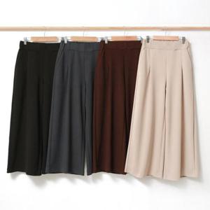 [까르죠아]까르죠아 기모 핀턱 여성와이드팬츠 빅사이즈 통바지 40대여자 겨울 기모