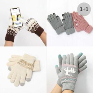 1+1 스마트폰 터치 니트 장갑 겨울 커플 남녀 공용 겨 W9A0E19