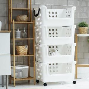 [보노하우스]80L 대용량 멀티바스켓 4P 적층형 사은품 바퀴1세트 세탁물 수납 바구니_17589474_588854