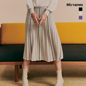 미르바네스 캐시미어 블렌드 메탈릭 플리츠 스커트