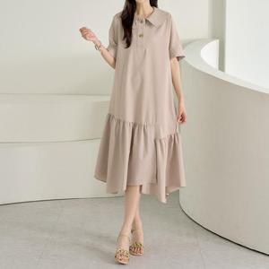 [로즈미] [55~77] 로피 셔링 반팔 원피스