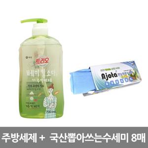 트리오 베이킹소다 주방세제 용기700ml+아조타8매(랜덤)