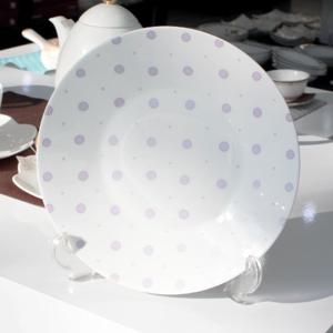 본차이나 마카롱 8인치 원형접시 1p 도트 패턴 그릇