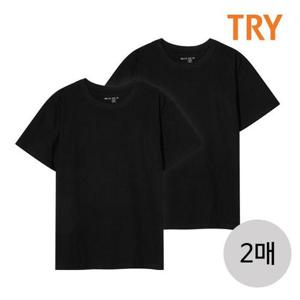 TRY 남성 순면100 베이직 라운드넥 면티 티셔츠 2매