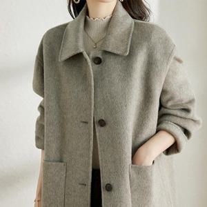 [패션시그널] 아웃빅포켓 싱글 모직 하프코트 F23C04