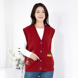 엄마옷 울니트 브이넥 조끼 515BMN137 중년여성/50대/60대/마담/빅사이즈/할머니옷