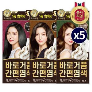 리엔 흑모비책 바로거품 간편 염색약 80g x 5개 (흑색/흑갈색/자연갈색 택1)