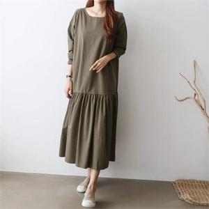 [삐까삐까]밑단 셔링 롱원피스