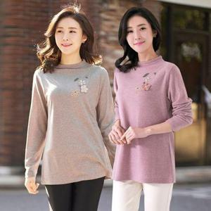 [모슬린]엄마옷 플라워 패치 겉기모티셔츠  MQG124811 마담/미시옷/중년여성의류/빅사이즈/50대/60대여성..