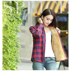 [깨비몰] 여성 겨울 기모셔츠 융털 체크남방/XL~3XL