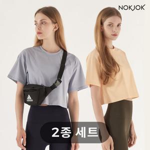 녹족 요가복 필라테스복 홀리 크롭 반팔티 2종세트