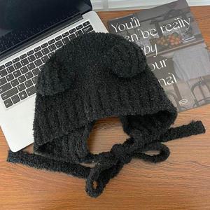 귀여운 겨울 털모자 끈있는 니트 모자 스트릿 패션 (WDCEF79)