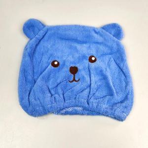 곰돌이 헤어타올 블루 극세사 머리 드라이 수건(WFFSUO9)