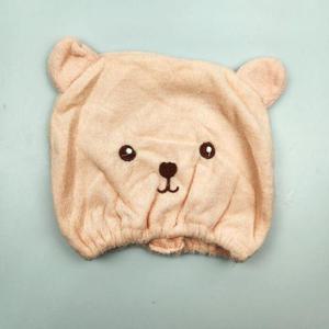 곰돌이 헤어타올 핑크 극세사 머리 드라이 수건(WFFSUO8)