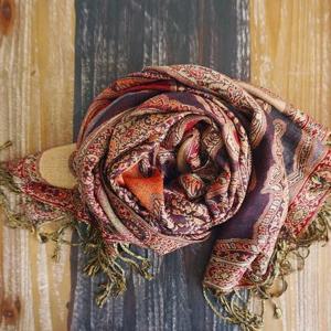 [앞머리]에스닉 패이즐리 패턴 태슬 롱 머플러n1004