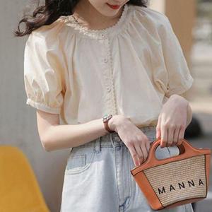 러블리 레이스반팔 블라우스 여름티셔츠 반팔셔츠 WFHVYED
