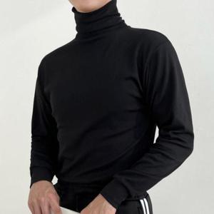 겨울 남성 데일리 베이직 기모 면 목폴라 티셔츠 WFHVZBL