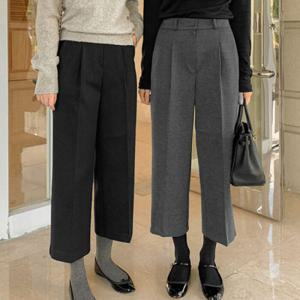 코코블랙 / 모직 8부 일자 팬츠 (2color)