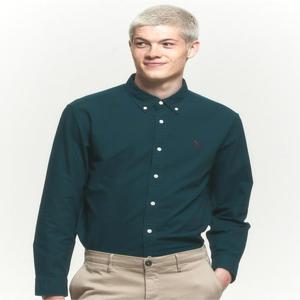 헤지스 남성 다크그린 솔리드 옥스포드 셔츠  (HZSH4C101E3)