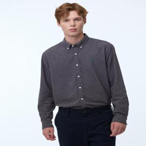 헤지스 남성 [스테디셀러] 차콜그레이 버튼다운 면 긴팔캐주얼셔츠  (WHSH4D502CG)
