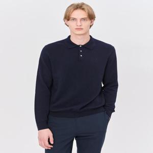 헤지스 남성 [스테디셀러] 네이비 짜임 울 카라니트  (WHSW4D551N2)