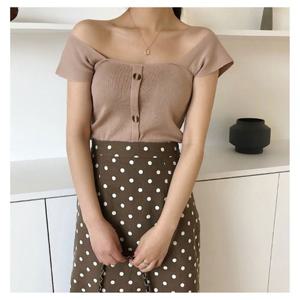 여성민소매니트 1P 여자 스퀘어넥 프릴 여름 티셔츠 (W9FF118)