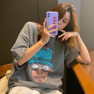 [에이치에스라이프]반팔티셔츠 여름 남성 여성 라운드넥 카라 브이넥 바캉스 민트 모자 맨 프린트 면 반..