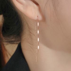 [새미쥬얼리] 18k 래닛 롱체인 일자침 귀걸이