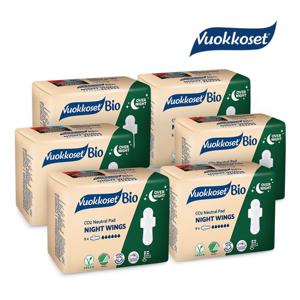 VUOKKOSET 뷰코셋 생리대 유기농 생분해 나이트윙 6팩